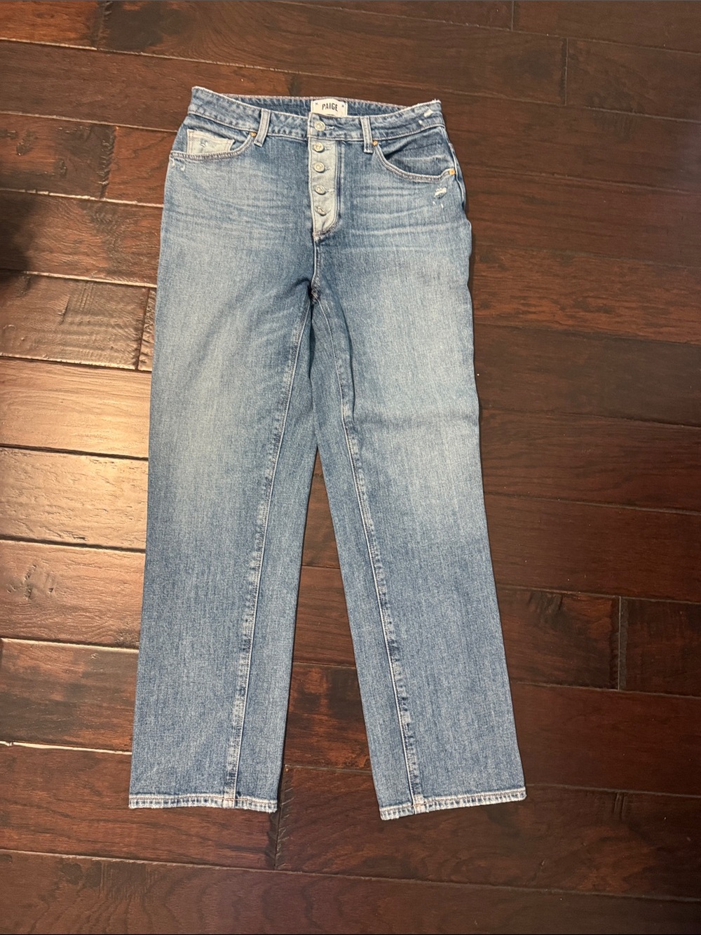 NWOT PAIGE Light Blue Straight-Leg Button-Fly Jeans